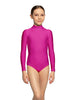 Solid Lycra LS Tneck Zipper Back Leotard