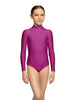 Solid Lycra LS Tneck Zipper Back Leotard