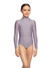 Solid Lycra LS Tneck Zipper Back Leotard