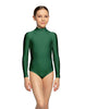 Solid Lycra LS Tneck Zipper Back Leotard