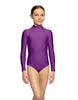 Solid Lycra LS Tneck Zipper Back Leotard