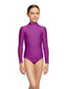 Solid Lycra LS Tneck Zipper Back Leotard