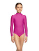 Solid Lycra LS Tneck Zipper Back Leotard