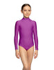 Solid Lycra LS Tneck Zipper Back Leotard
