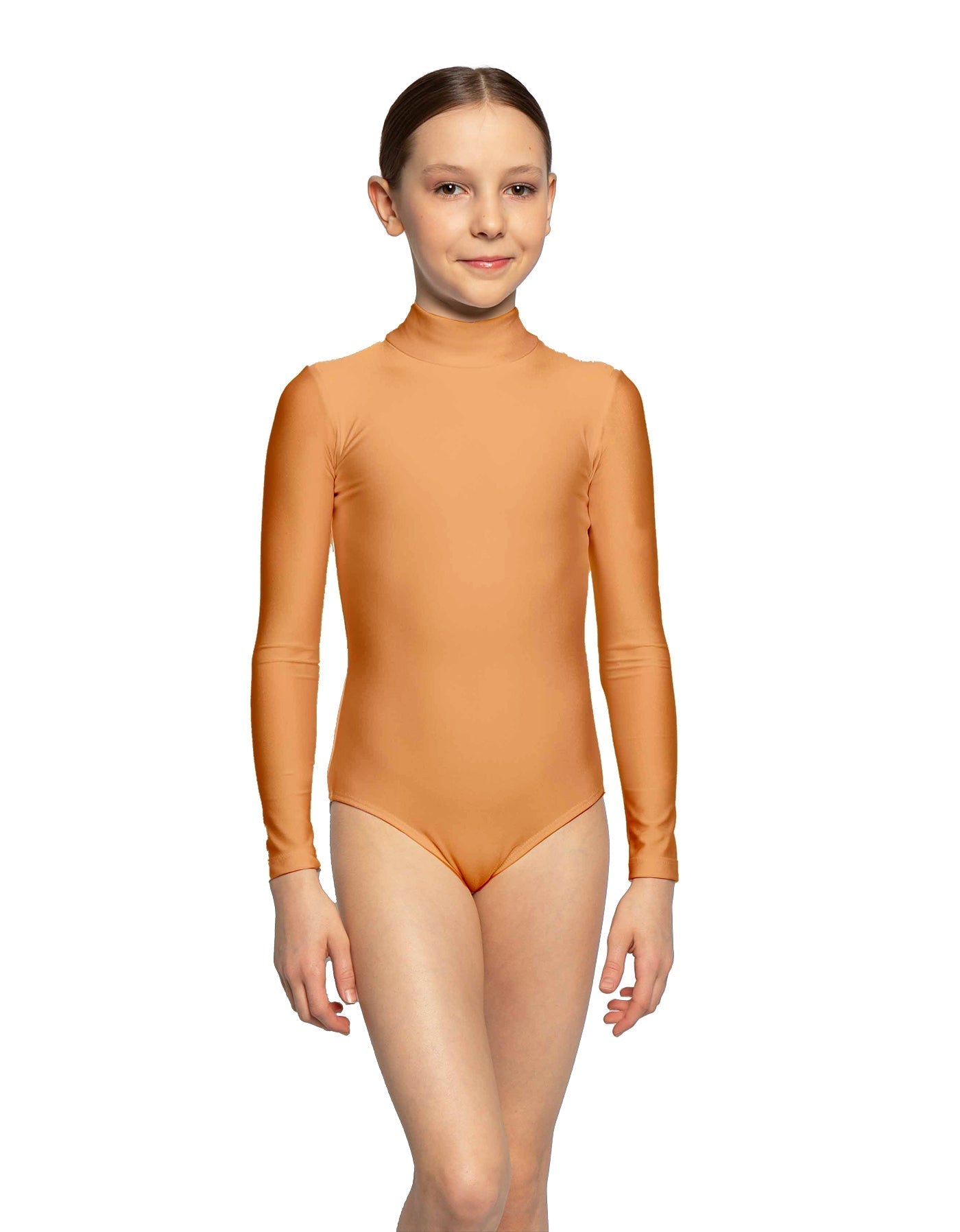 Solid Lycra LS Tneck Zipper Back Leotard