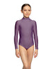 Solid Lycra LS Tneck Zipper Back Leotard