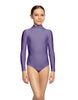 Solid Lycra LS Tneck Zipper Back Leotard