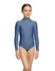 Solid Lycra LS Tneck Zipper Back Leotard