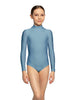 Solid Lycra LS Tneck Zipper Back Leotard