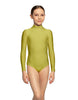 Solid Lycra LS Tneck Zipper Back Leotard
