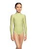 Solid Lycra LS Tneck Zipper Back Leotard