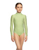 Solid Lycra LS Tneck Zipper Back Leotard