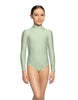 Solid Lycra LS Tneck Zipper Back Leotard
