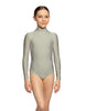 Solid Lycra LS Tneck Zipper Back Leotard