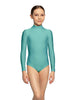 Solid Lycra LS Tneck Zipper Back Leotard
