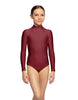 Solid Lycra LS Tneck Zipper Back Leotard