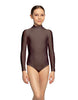 Solid Lycra LS Tneck Zipper Back Leotard