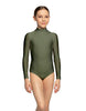 Solid Lycra LS Tneck Zipper Back Leotard