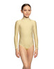Solid Lycra LS Tneck Zipper Back Leotard