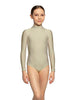 Solid Lycra LS Tneck Zipper Back Leotard