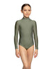 Solid Lycra LS Tneck Zipper Back Leotard