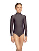 Solid Lycra LS Tneck Zipper Back Leotard