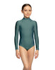 Solid Lycra LS Tneck Zipper Back Leotard