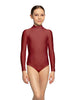 Solid Lycra LS Tneck Zipper Back Leotard