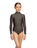 Solid Lycra LS Tneck Zipper Back Leotard