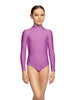 Solid Lycra LS Tneck Zipper Back Leotard