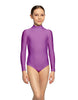 Solid Lycra LS Tneck Zipper Back Leotard