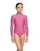 Solid Lycra LS Tneck Zipper Back Leotard