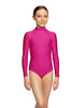 Solid Lycra LS Tneck Zipper Back Leotard