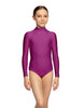 Solid Lycra LS Tneck Zipper Back Leotard