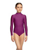 Solid Lycra LS Tneck Zipper Back Leotard