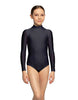 Solid Lycra LS Tneck Zipper Back Leotard