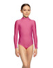 Solid Lycra LS Tneck Zipper Back Leotard