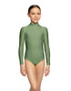 Solid Lycra LS Tneck Zipper Back Leotard