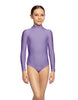 Solid Lycra LS Tneck Zipper Back Leotard