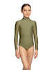 Solid Lycra LS Tneck Zipper Back Leotard