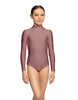 Solid Lycra LS Tneck Zipper Back Leotard