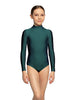 Solid Lycra LS Tneck Zipper Back Leotard