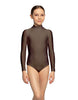 Solid Lycra LS Tneck Zipper Back Leotard