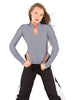 Solid Lycra LS TNeck Zipper Front Leotard High Cut Leg