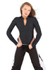 Solid Lycra LS TNeck Zipper Front Leotard High Cut Leg