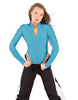 Solid Lycra LS TNeck Zipper Front Leotard High Cut Leg