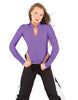 Solid Lycra LS TNeck Zipper Front Leotard High Cut Leg
