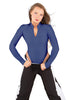 Solid Lycra LS TNeck Zipper Front Leotard High Cut Leg
