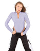 Solid Lycra LS TNeck Zipper Front Leotard High Cut Leg