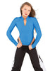 Solid Lycra LS TNeck Zipper Front Leotard High Cut Leg